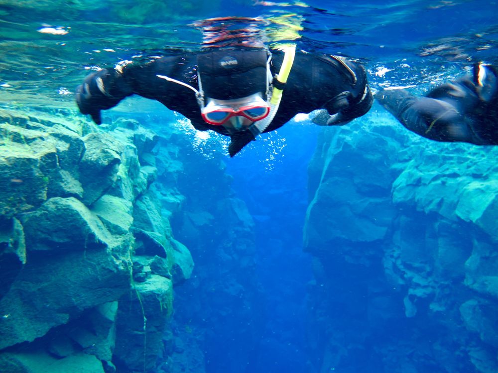 The Silfra fissure is a crack between the North American and Eurasian tectonic plates (continents) that is drifting about 2cm/year. Underwater photos of the fissure.