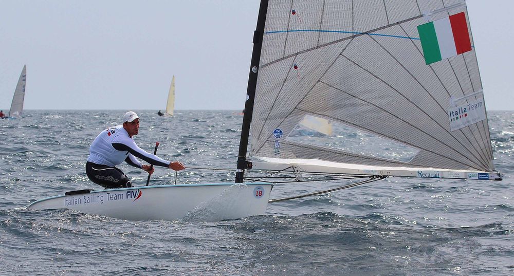 Finn Class racing at ISAF Sailing World Cup Mallorca 2014 Crédit : Robert Deaves/Finn Class