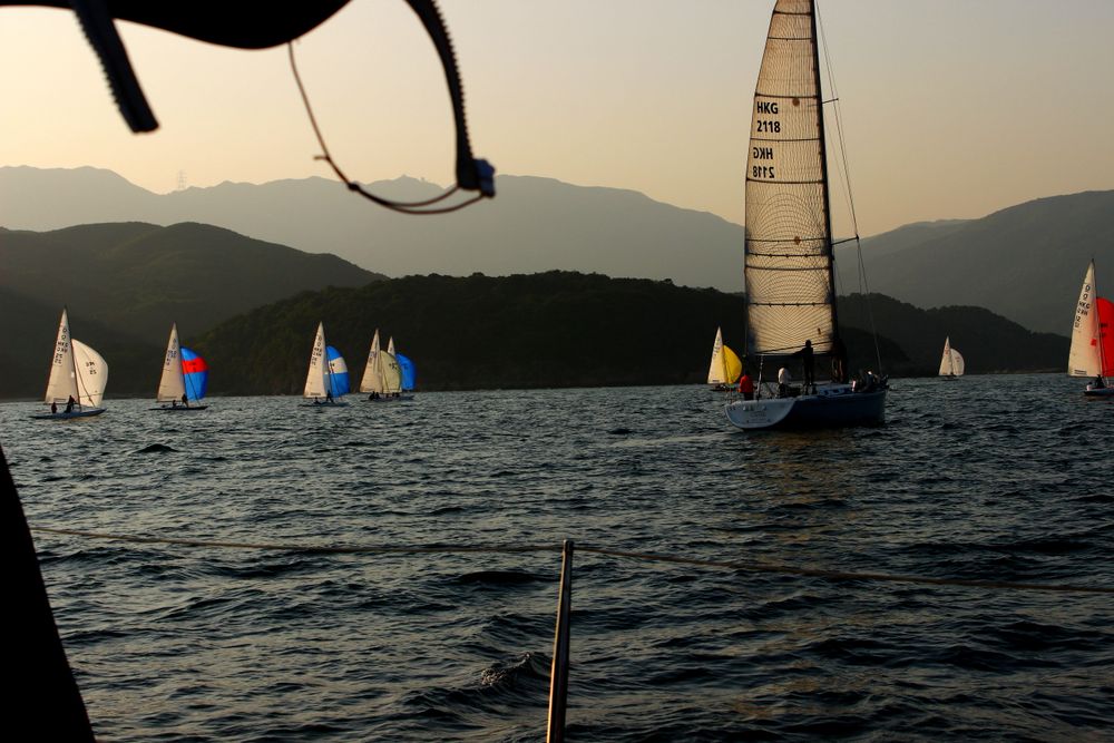 Sailing at Pak Sha Wan, Hebe Haven Yacht Club, Hong Kong.